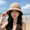 New Summer Style Women's Straw Fisherman's Hat with Color-Block Stripes—Breathable Sun-Protective and Versatile for Outings Flatters The Face