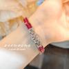 Artdeco Red Corundum & Diamond T-Bar Double Row Bracelet