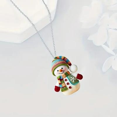 Snowman Earrings Necklace Cute Christmas Earrings Acrylic Dangle Drop Earrings for Women