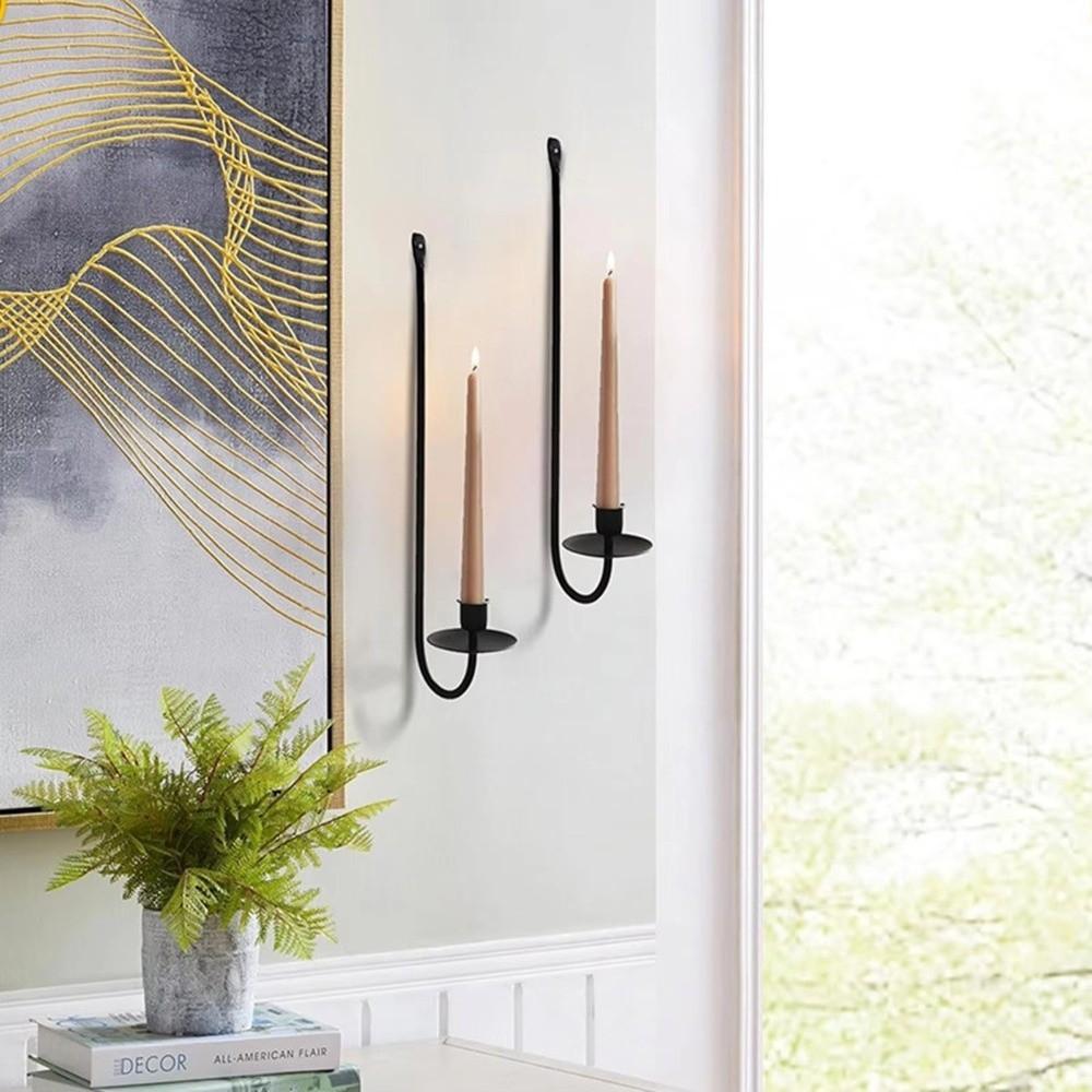 Wall Mount Candlestick Holder Metal Candlelight Dinner Props Candle Stand  Dining Table Decoration