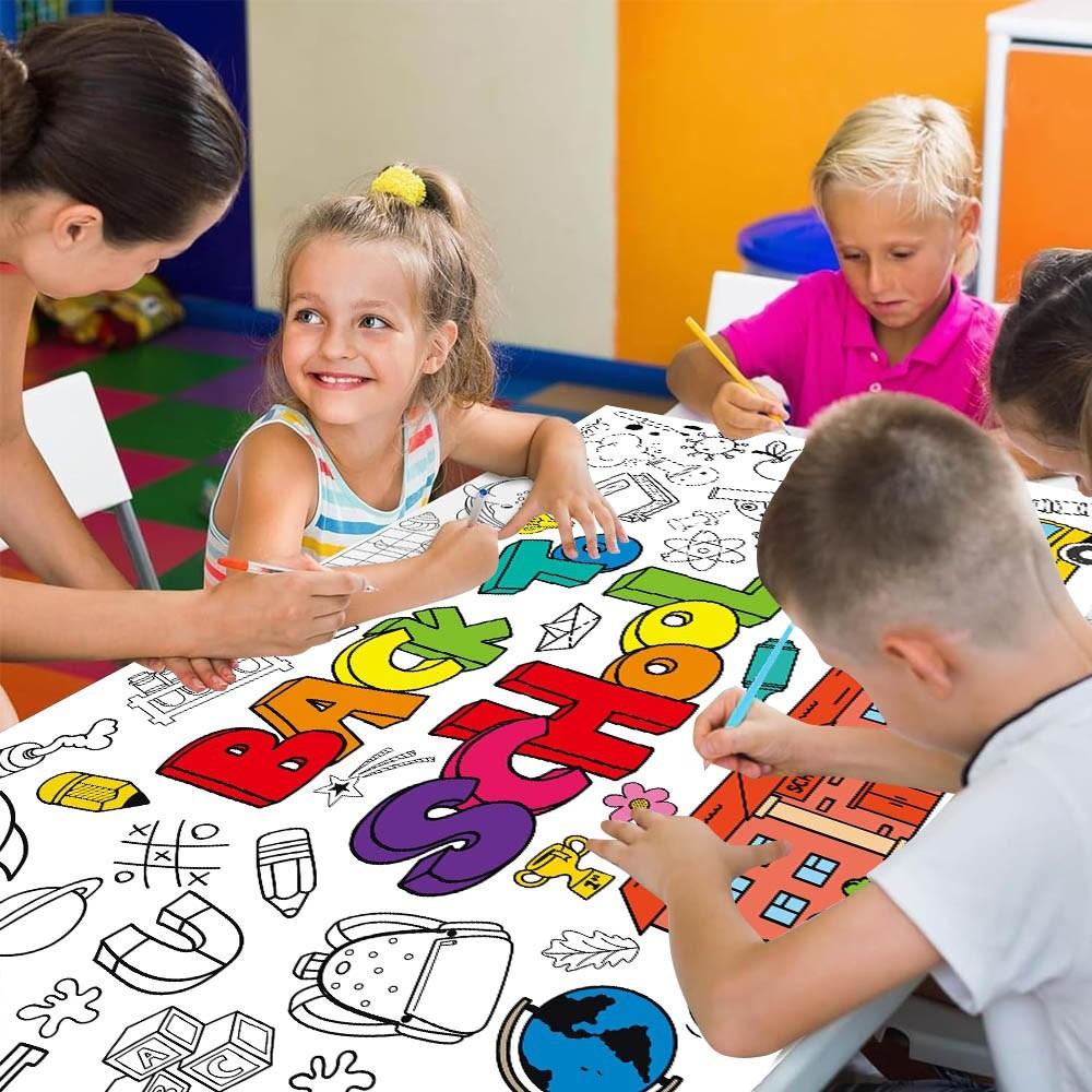 To Back School Theme Black And White Graffiti Paper Canvas For Decor Classroom