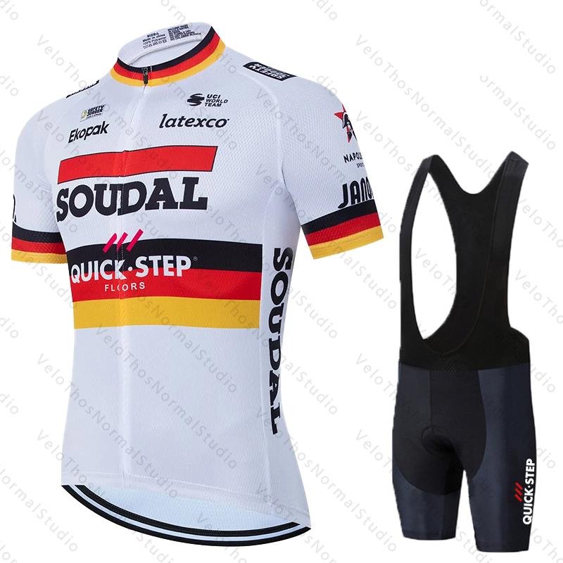 Quick Step Cycling Jersey Set Short Sleeve and Bib Shorts Pro Race Bicycle MTB Ropa Maillot Cycling Clothes Quick-drying