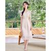 Si Shui Nian Hua Women's Simple Elegant Short Sleeve Mid-Length Dress