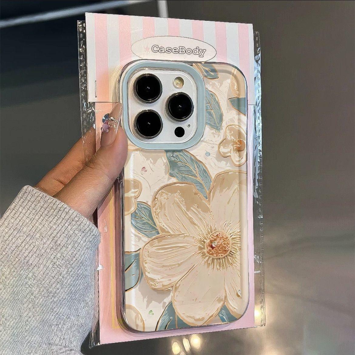 

Simplicity Yellow Oil Painting Flower Phone Case For iPhone16 15 14 13 12 11ProMax XR XSMAX 78Plus Y2K Girl Anti Fall Back Cover TPU&Case&iPhone 15 Pro Max