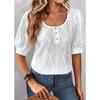 IHUASU Women's Fashion Casual Short Sleeve O-Neck Blouses & Shirts