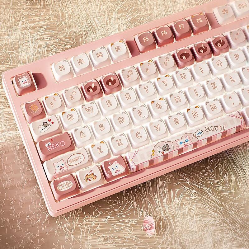 Qisha Cat Keycap Three-Mode Mechanical Keyboard