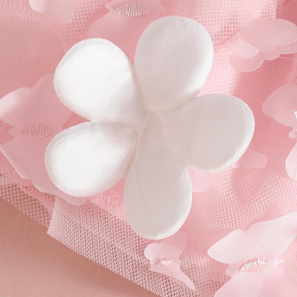 Knitted Butterfly Mesh Patchwork Dress with Ruffle Lace & Long Sleeves