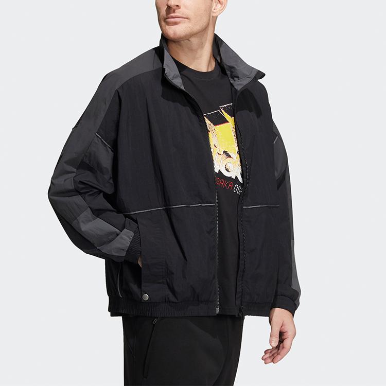 Adidas Pánská sportovní bunda s dlouhým rukávem v barevném bloku, svrchní oděv, černá HD0077