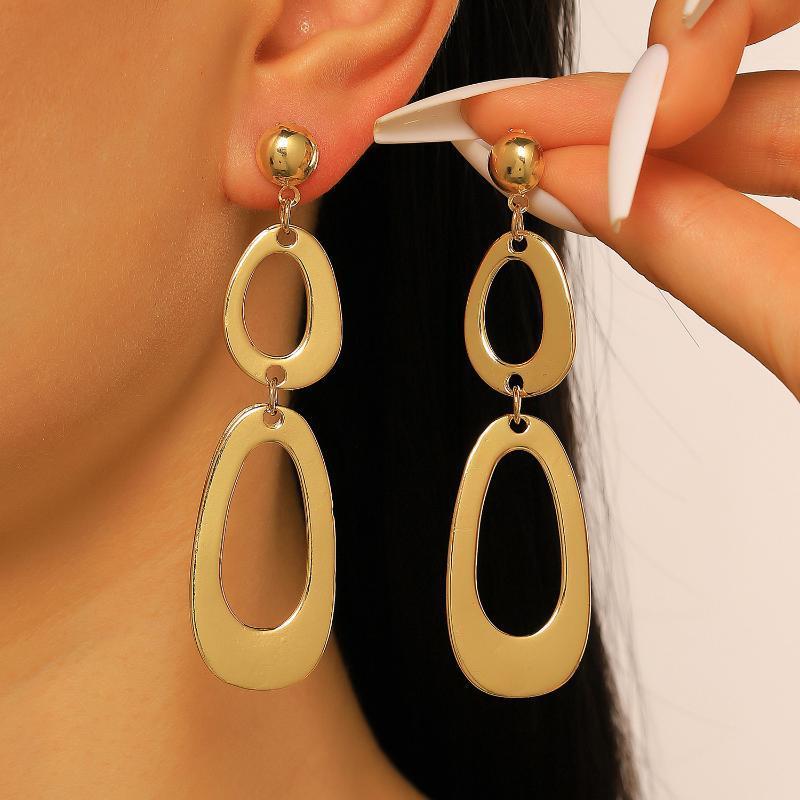 Gold Plated Hypoallergenic Geometric Dangle Earrings 1 Pair Irregular Design for Women Outdoor Travel Wear