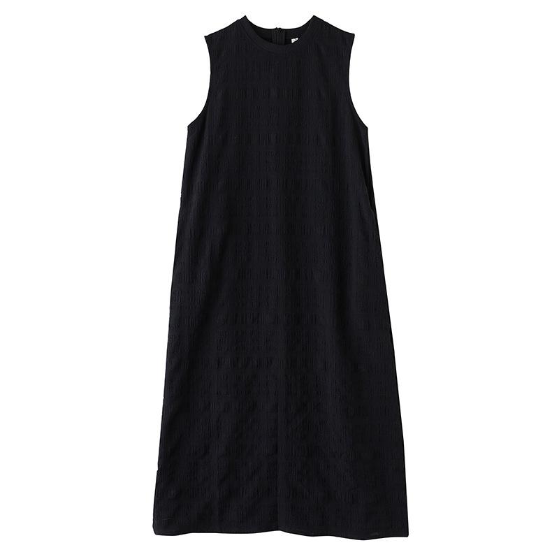 Elegant Round-Neck Sleeveless Tank Dress for Women New Summer Style Loose-Fitting Textured High-End Exquisite Long Dress
