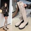 Winter Skinny Medium Heel Over Knee Socks Boots Large Size Coarse Heel Cloth Elastic Skinny Boots Women