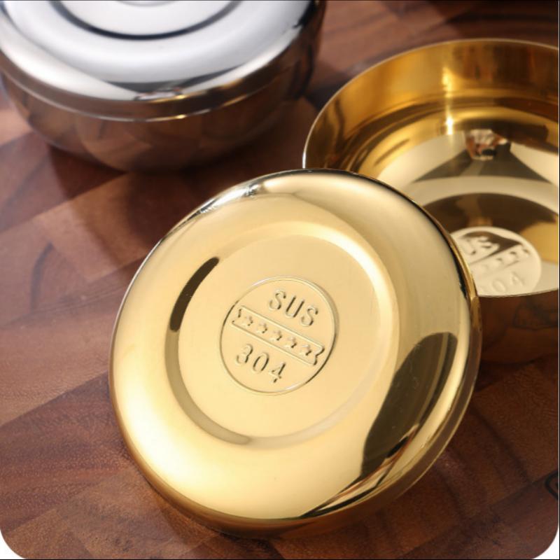 Stainless Steel Bowl Korean Big Cooked Rice Bowl With Cover Single Layer Steamed Rice Bowl Child Anti-Scalding/Fall Tableware