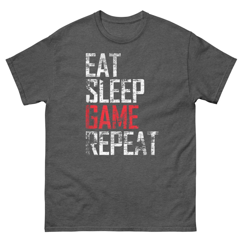 Distressed Gamer TShirt EAT SLEEP GAME Repeat Tee Bold Gaming Life Gift TShirt Graphic Short Sleeve Unisex Women AllSeason