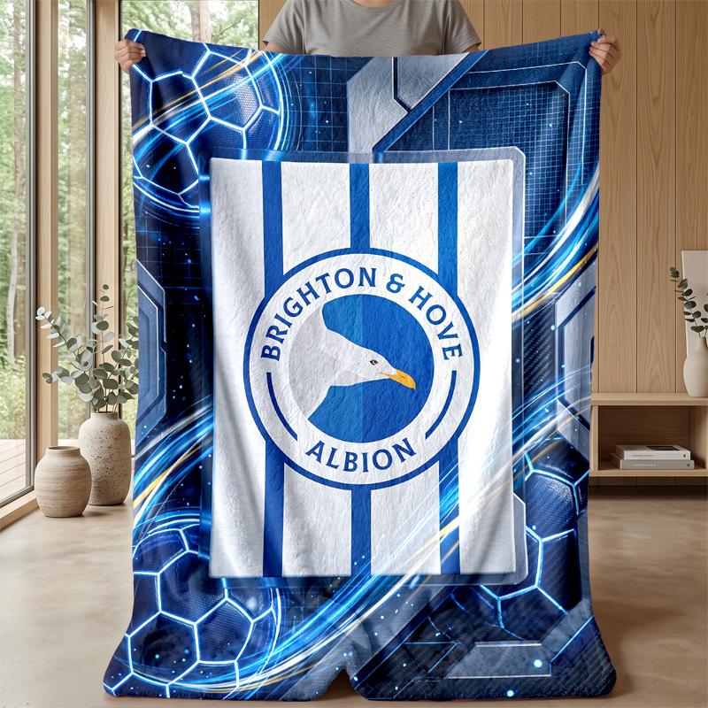 Coperta in Flanella con Stampa Calcio Brighton & Hove Albion, Coperta Morbida Calda Leggera per Divano Letto Campeggio