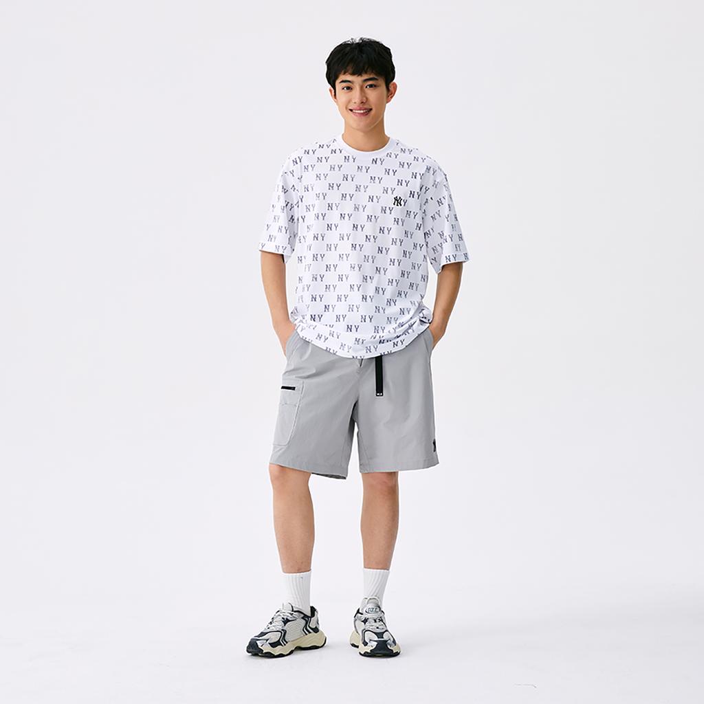 New MLB MONOGRAM Collection New York Yankees SS25 T Shirt Unisex Gray 3ATSM0253-50GRS