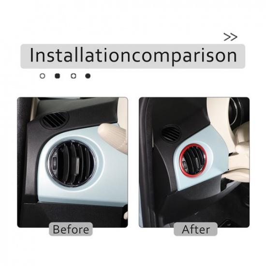 Red Alloy Side Air Vent Outlet Ring Trim for Fiat 500 2016-24