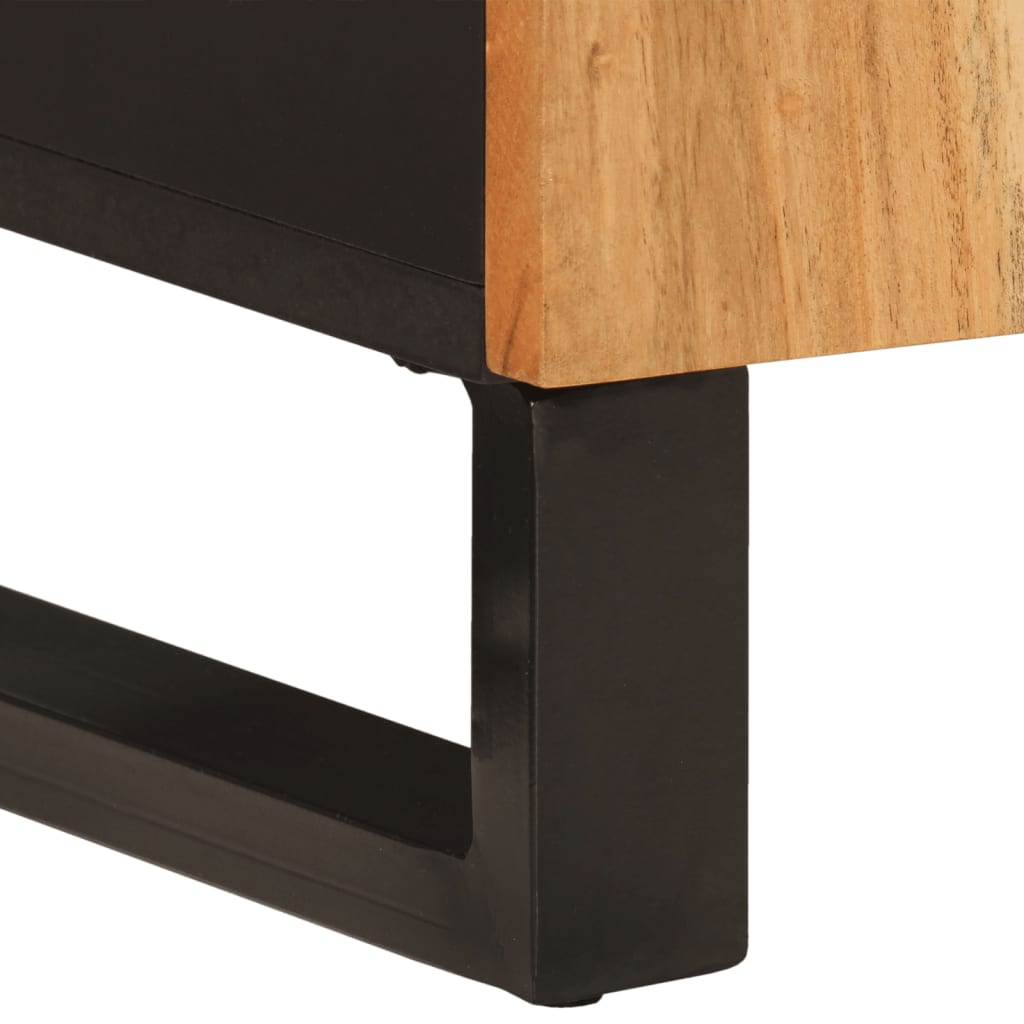 Sideboard with 2 Doors 90x33x75 Cm Solid Acacia Wood