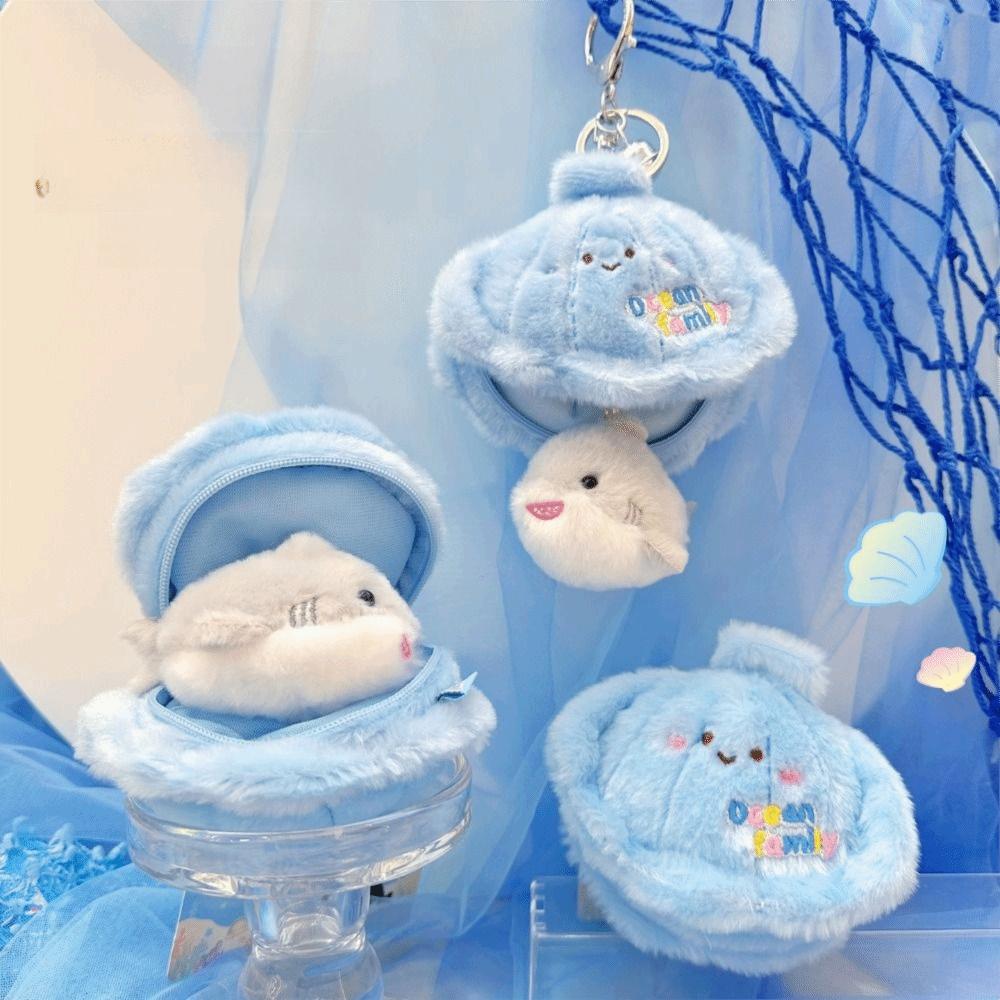 Simulation Fluffy Whale Keyring Soft Small Turtle Pendant  Birthday Gift