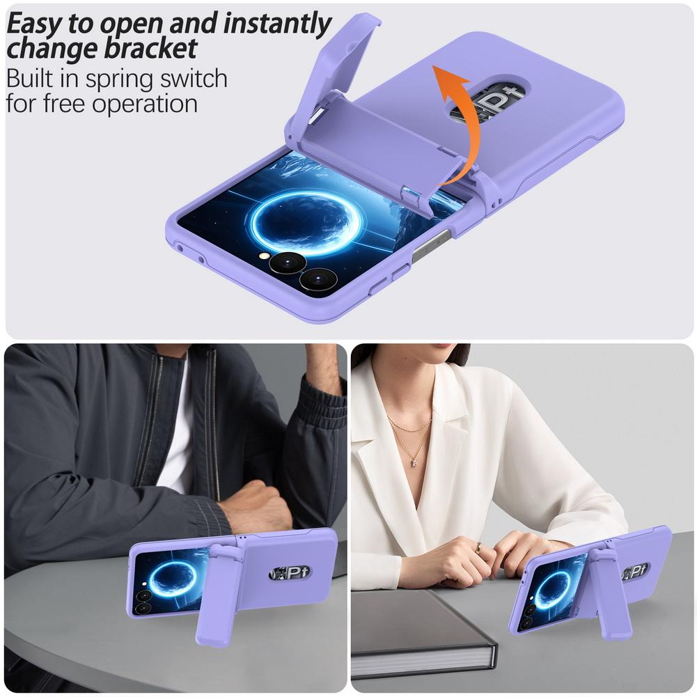 Spring Hinged Kickstand Holder Case For Samsung Z Flip 8 Flip7 FE Galaxy Z Flip 7 6 5 2 Credit Card Slot Lens Protect Cover