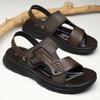 Fashion Summer Men PU Leather Sandals Non-slip Mens Wading Aqua Shoes Quick Dry Slippers Outdoor Beach Shoes Male Casual Soft Half Drag