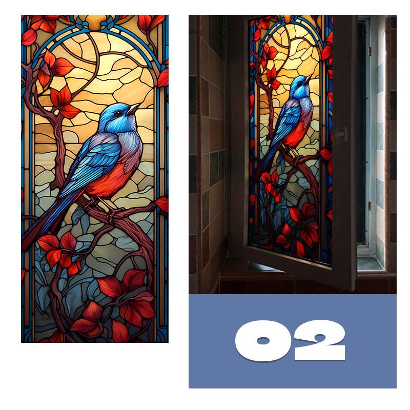 European Style Colorful Stained Glass Film Modern Art Geometry Pattern Privacy Window Stickers Static Cling Home Decor