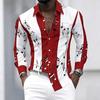 Men's Collared Shirt with Creative Musical Note Print, Trendy Long-sleeved Casual Top for Everyday Wear