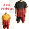 Summer Y2K Vintage Fun Rust Cracks Graphic Printed Round Neck Short Sleeved Kids T-Shirt And Shorts Set Boy's and Girl's T-shirt Shorts Set