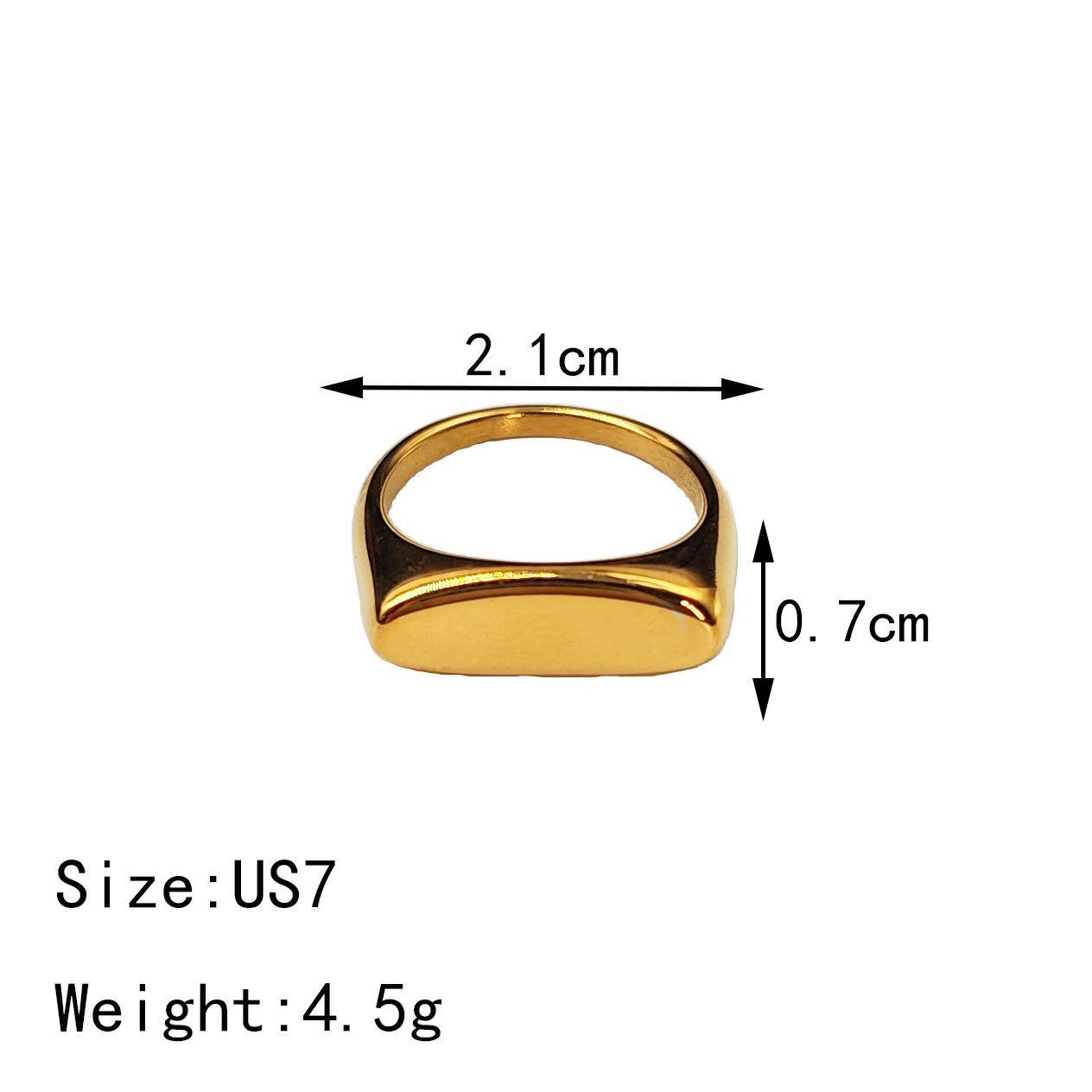 18K Gold-Plated Stainless Steel Oval Ring for Women - European & American Style Circumference 57MM - US 8