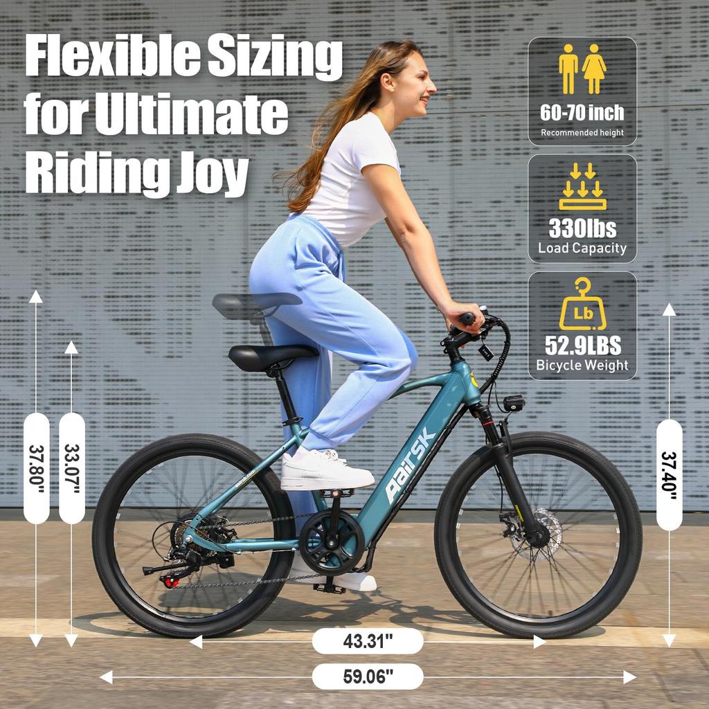 Electric Bike for Adult Aairsk GT300 24inch 36V10AH Battery