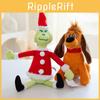 Adorável Pelúcia do Grinch com Pelo Curto Macio Apresentando um Cachorro Marrom para Diversão de Natal