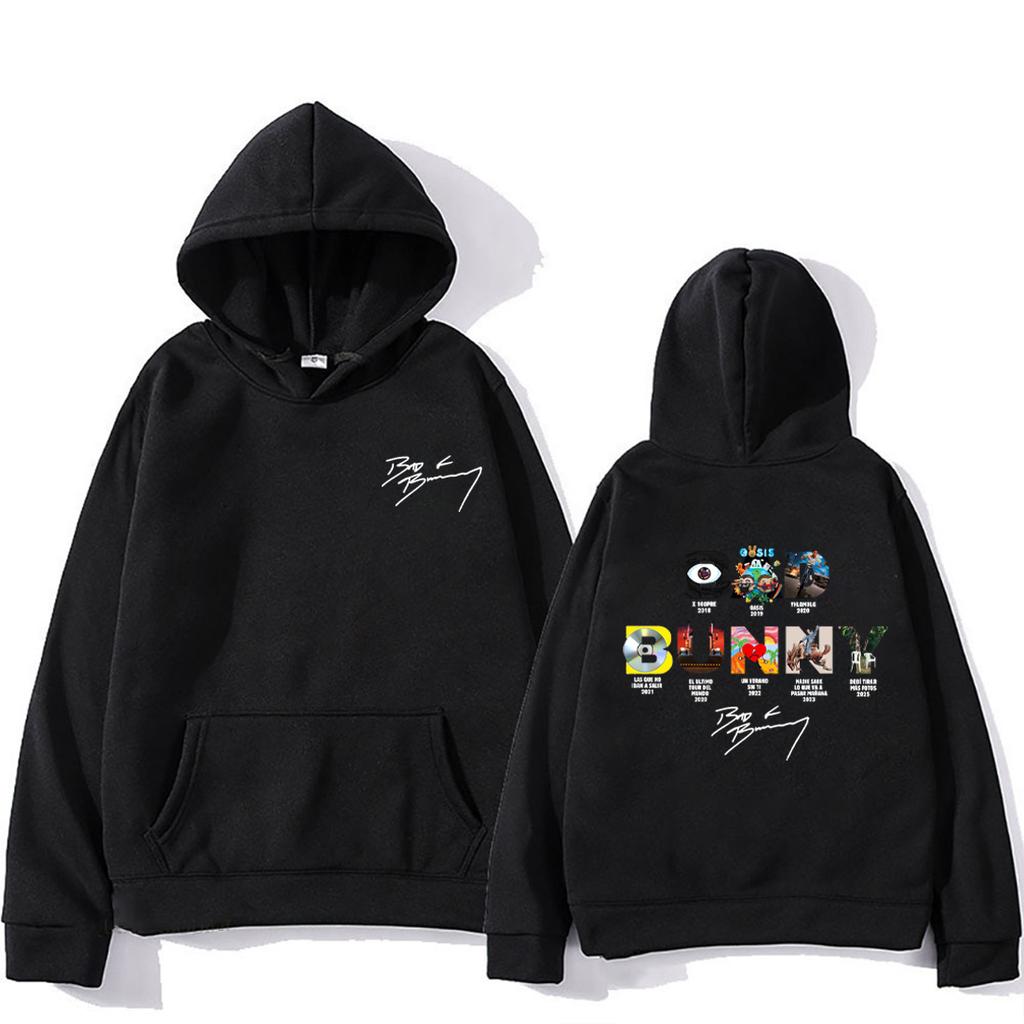 Bad bunny Album Tour 2025 Grafik Hoodie Herr Dam vintage Sweatshirts Långärmad Fleece hip hop Mode streetkläder