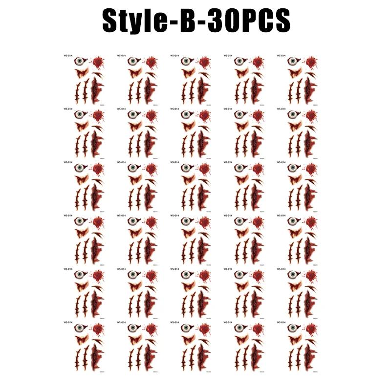 Halloween Waterproof Temporary Tattoo Stickers Sexy Bloody Makeup Zombie Scar Tattoo Decoration Wound Horror Blood Sticker