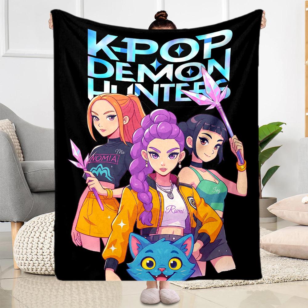 K-pop Demon Hunters Blanket Soft Warm Cozy Great for Bed Chair Livingroom Four Seasons Universal Stylish Decor Best Holiday Gift for Friends Family