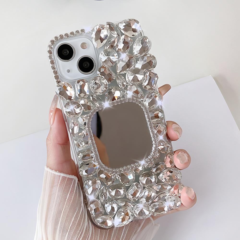 Glitter Rhinestone Phone Case with Mirror For T-Mobile Revvl 7 Pro Sparkly Crystal Diamond Cover T-Mobile Revvl 7