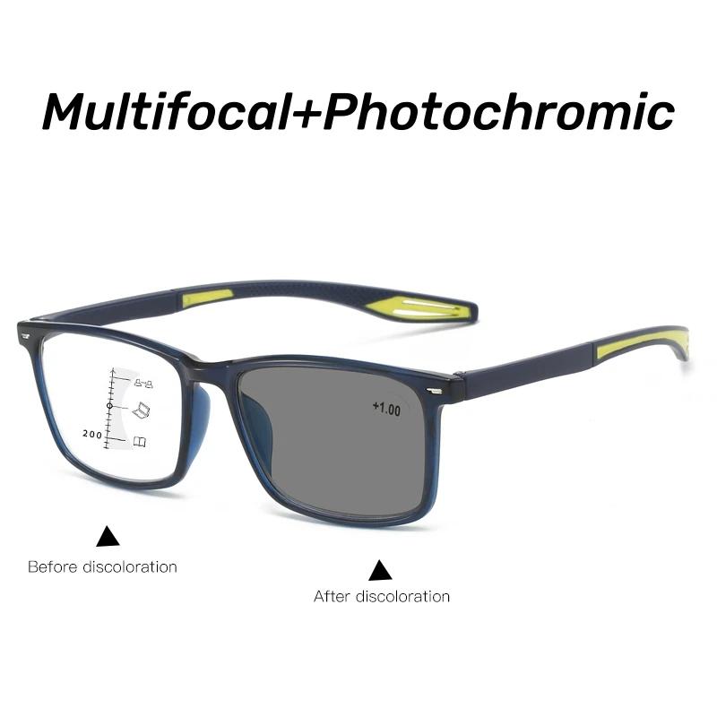 Progressive photochrome multifokale Lesebrille 3 in 1 Outdoor-Bifokal-Sonnenbrille TR90 Sport Anti Blue Near Far Brillen