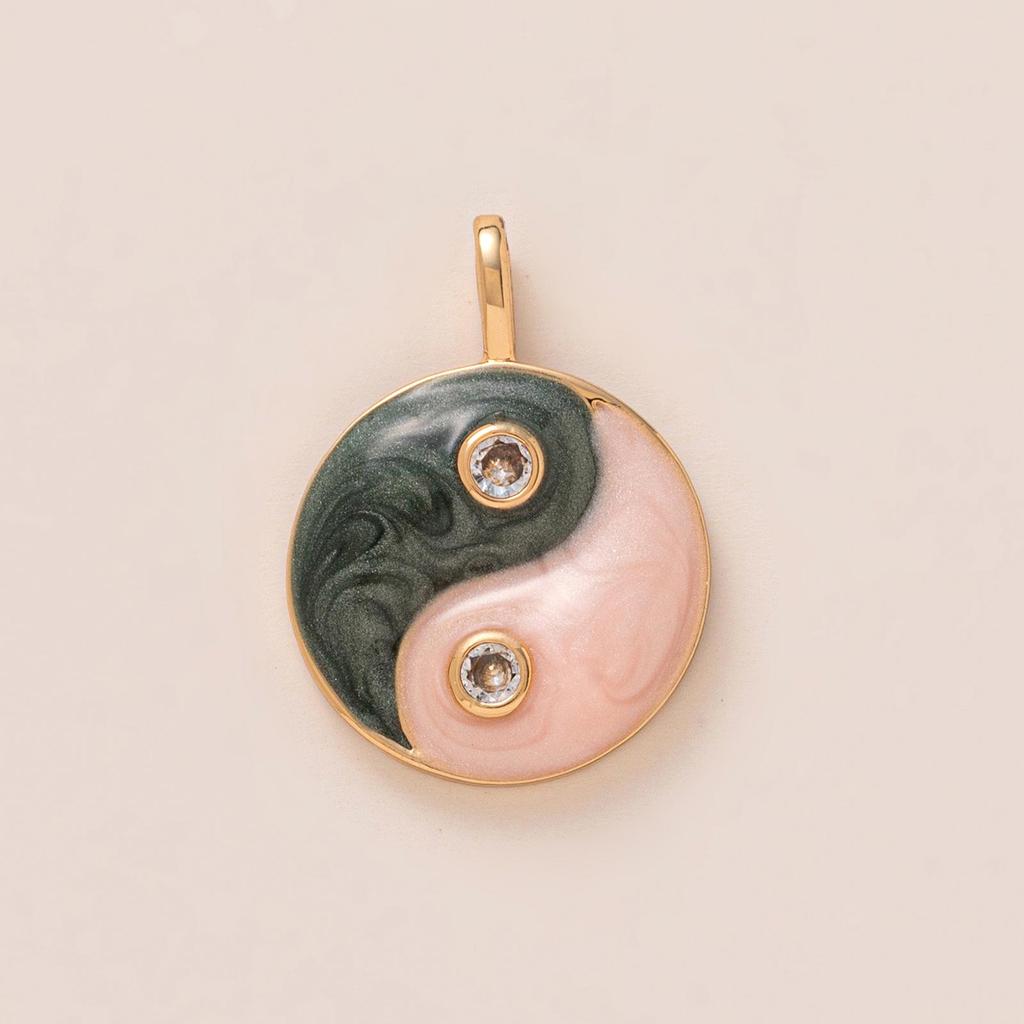 Colorful Heart Bagua Pendant: Fashionable European & American DIY Jewelry Accessory, Colorfast Copper-Plated