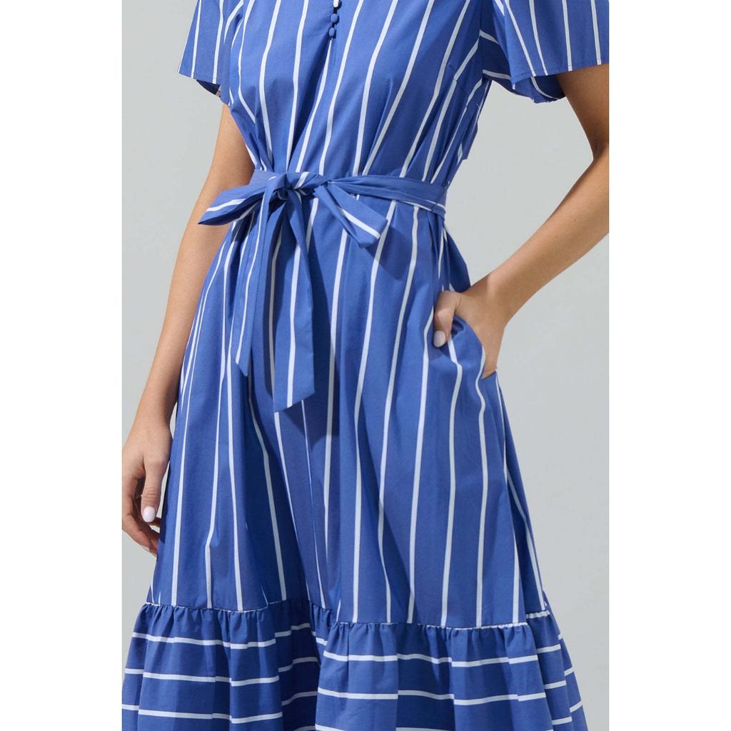 Summer New Vintage Irregular Striped Loose Knee-Length Dress
