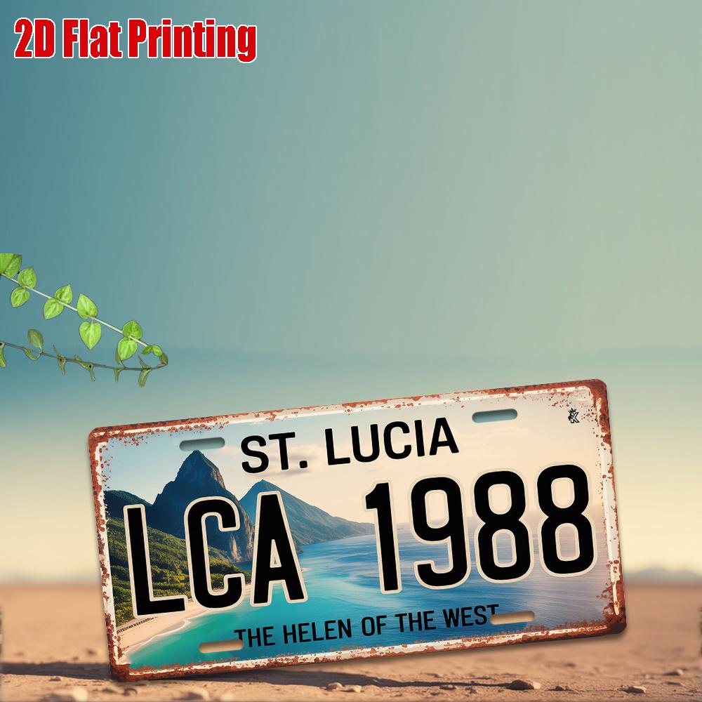 

D Flat pc Vintage ST LUCIA Aluminum Sign D Flat Printing Retro Travel Rustic Adventure Decor Caribbean Helen of the 15x30cm(5.9x7.8inch)