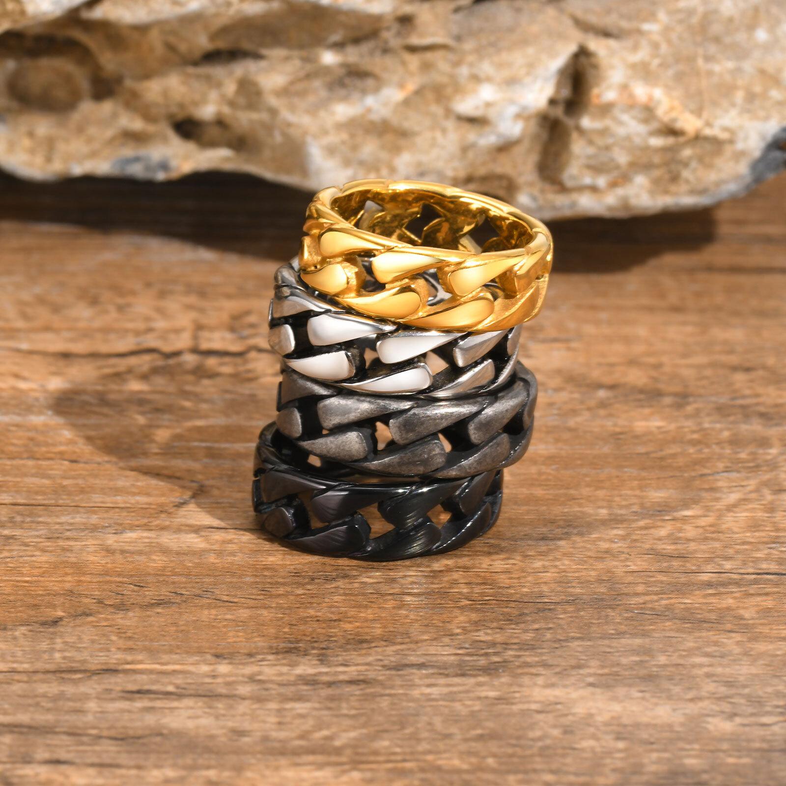 

Stainless Steel Man Rings For Men Cuban Link Chain Male Boy Finger Ring Jewelry Gift For Dad Boyfriend Couple Valentine s Day 7