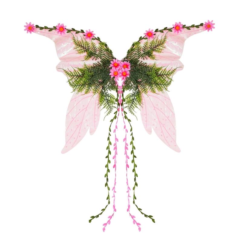 Fairys Wing Butterfly Wing Woodland Elf Wing with Flower Leaves and Vine Fantasy Fairys Costume Cosplay Angel Wing