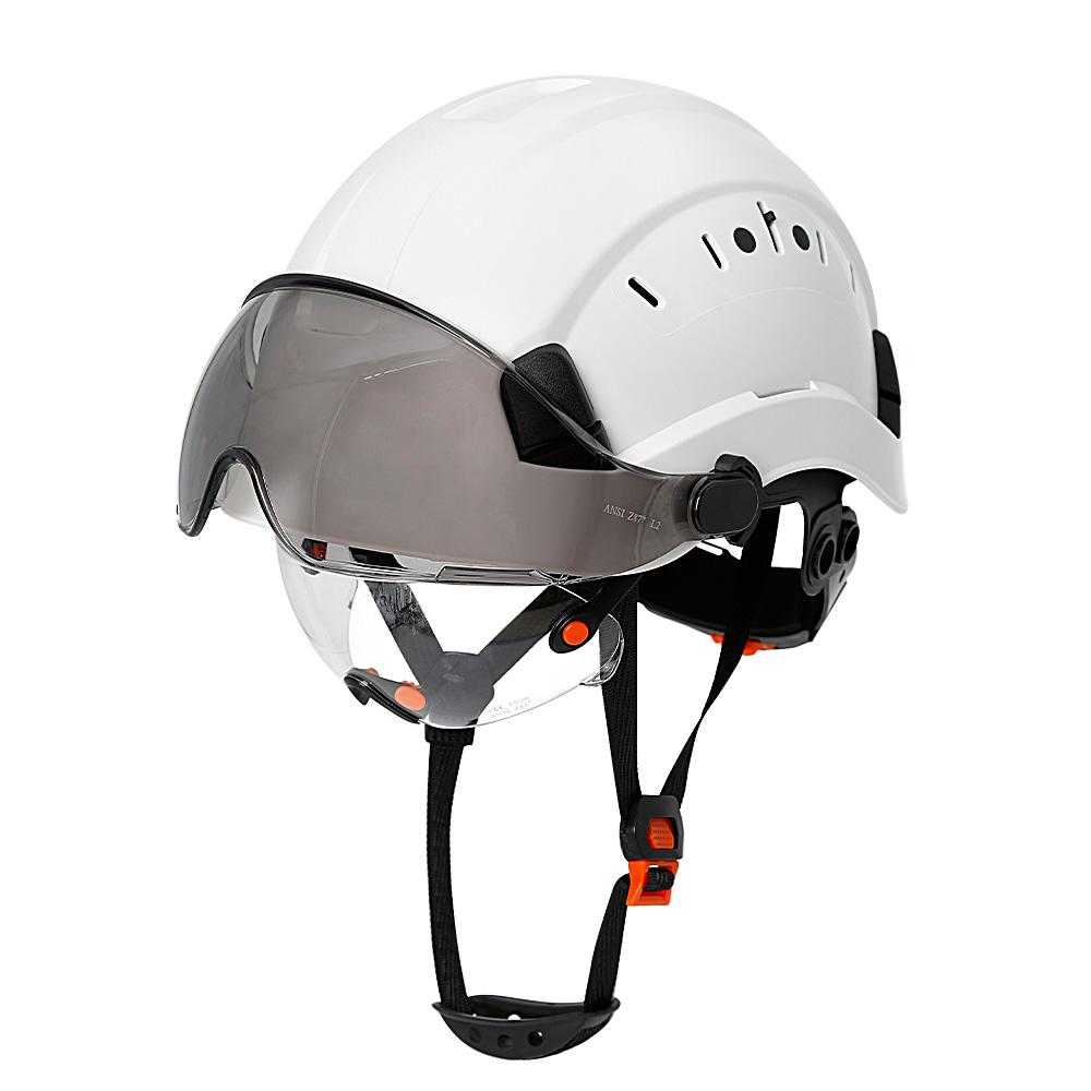 CE Construction Safety Helmet With Visor Built In Goggles For Engineer ABS Hard Hat ANSI Industrial Work Cap Head Protection New