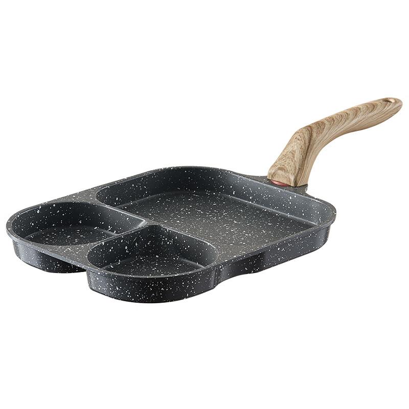 ASD Non-Stick Frying Pan with Three Holes for Steak And Eggs, Breakfast Burger Pan, 18CM, for Open Flame K12