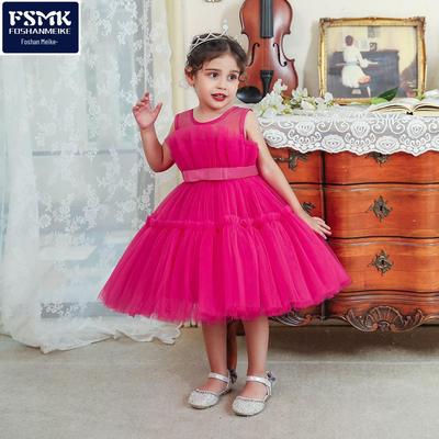 Elegante Abito da Principessa Floreale: Gonna in Rete Gonfia per Bambine - Abbigliamento Formale & Esibizione al Pianoforte