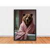 Animal Lion Pink Bathrobe In Bathtub Funny Sloth Panda Wolf Poster Print Wall Art Pictures Canvas Painting Room Home Decor Gift