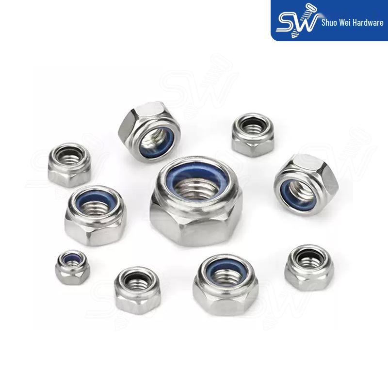 304 Stainless Steel Hex Flange Lock Nut with Nylon Anti-Slip Cap DIN985 M3 (Galvanized)