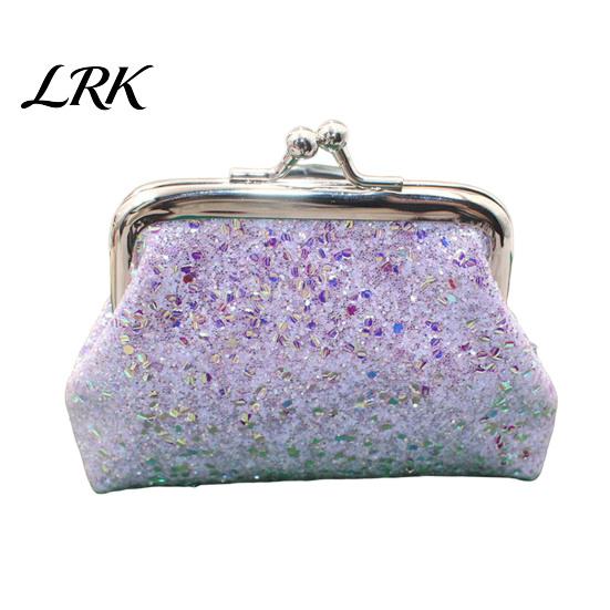 Portable Coin Bag Sequined Pouch, Women Glitter Mini Change Small Accessory Pouch Purse with Kiss Lock Closure for Coins Cash Jewelry фиолетовый