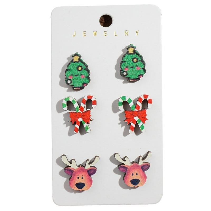 Christmas stud earrings new elk windmill old man snowman gloves earrings set combination earrings women