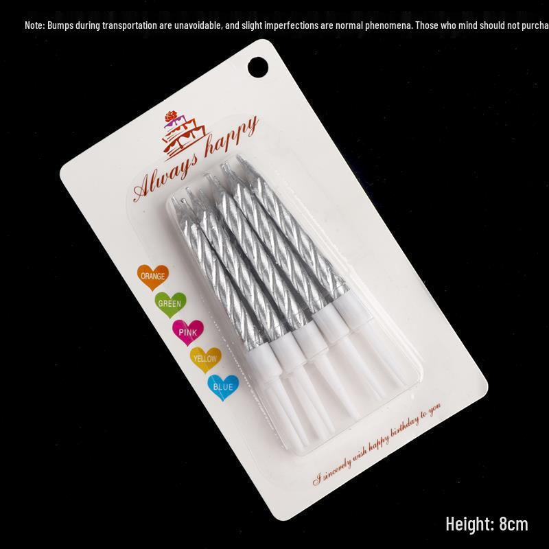 Colorful Gold & Silver Letter Candles for Birthday Cakes – Happy Birthday Macaron Style Silver Twisted Candle, 10 pieces