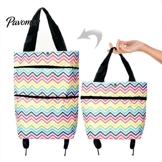 Carrello della spesa riutilizzabile ecologico, borsa della spesa pieghevole con ruote, carrello resistente in tessuto Oxford impermeabile, carrello con manico robusto e rotelle