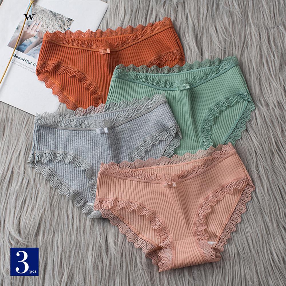 3PCS/lot Cotton Panties Women Comfortable Underwears Sexy Middle-Waisted Underpants Female Lingerie Big Size Ladies Briefs